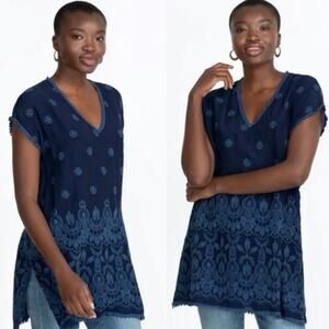 Johnny Was Jocasta Willow Tunic in Blue Sz S